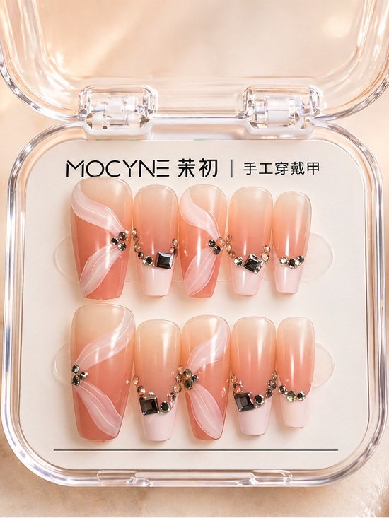 MOCYNE Other - Natural Ombre Rhinestone Press-On Nails - 24 pieces plus Nail Prep Items